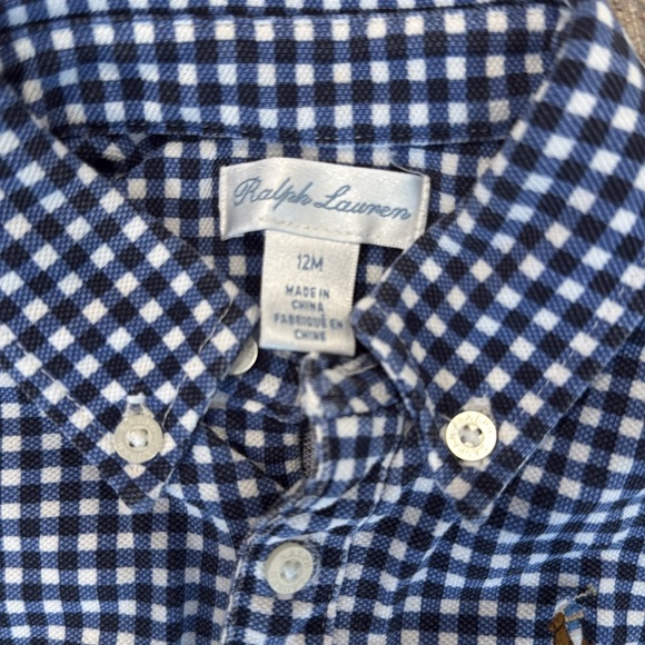 Ralph Lauren Gingham Romper - Size 12M - Navy & White - Picture 4 of 5